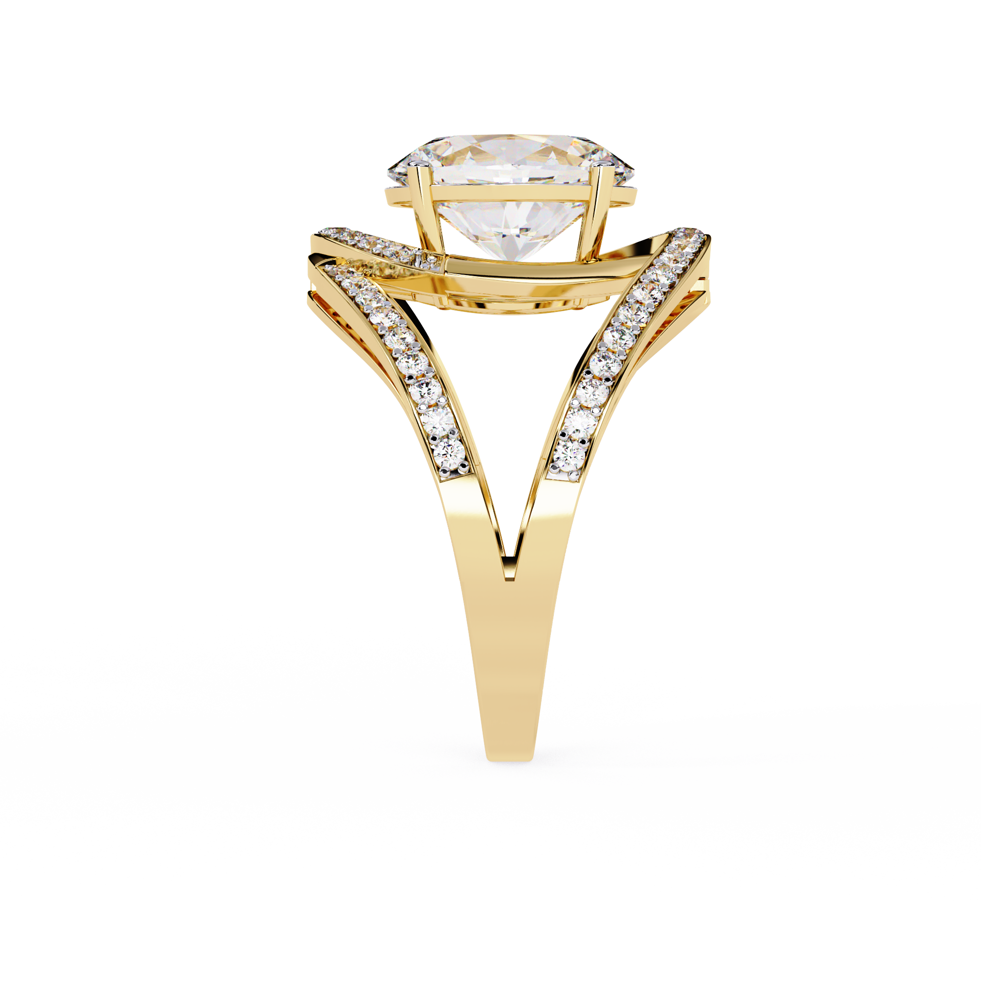 7.78 CT Twist Shank Solitaire Ring | 14K Yellow Gold